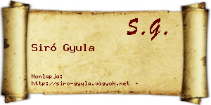 Siró Gyula névjegykártya